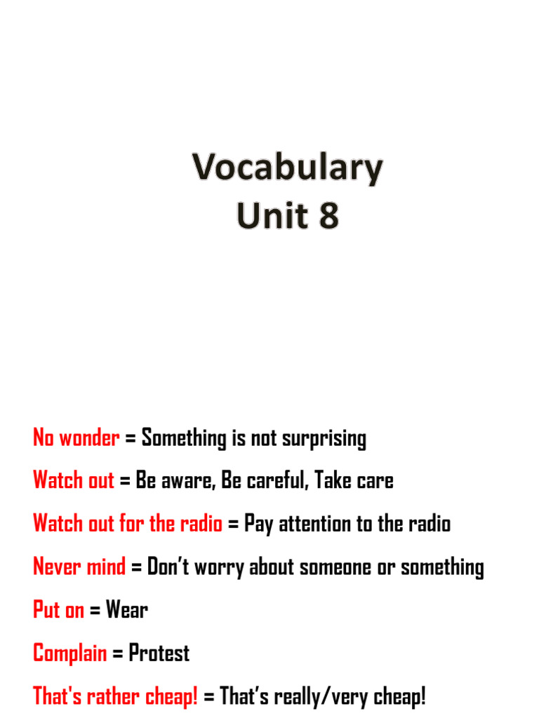 Unit 8 Vocabulary Overview | PDF | Foods | Food And Drink Preparation