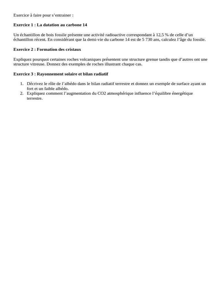 Exercices sur datation et géologie | PDF