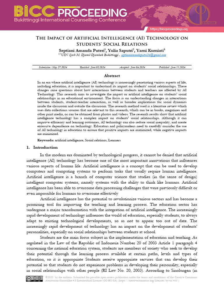 AI's Impact on Student Social Relationships | PDF | Artificial ...