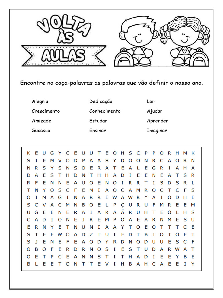 Caça-Palavras: Volta às Aulas | PDF