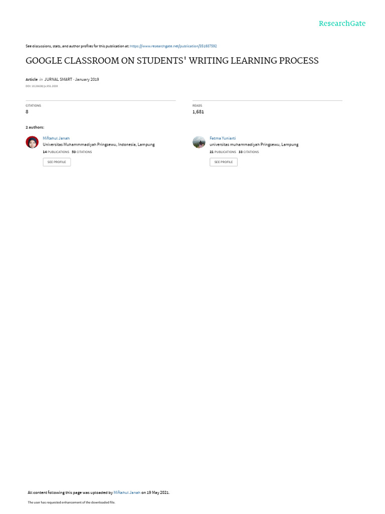 Google Classroom's Impact on Writing Skills | PDF | Quantitative ...