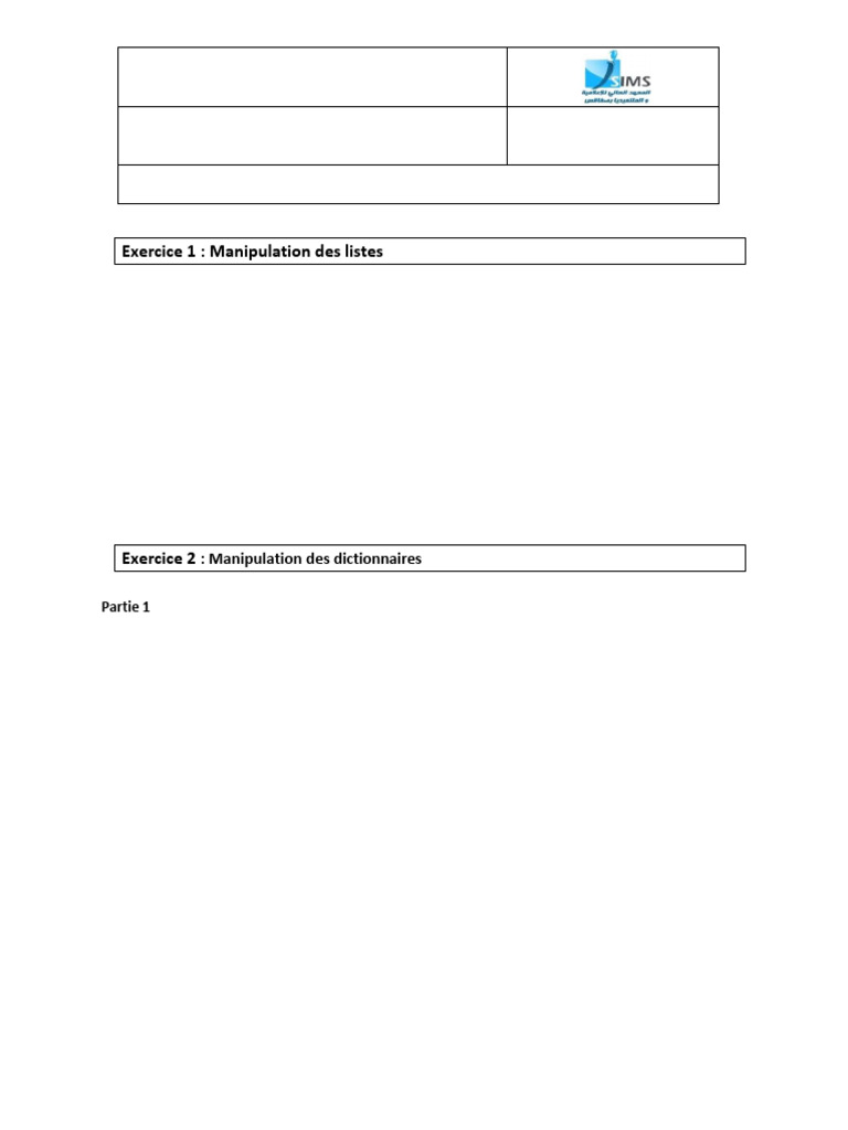 Exercices Python : Listes et Dictionnaires | PDF | JSON | Fichier ...