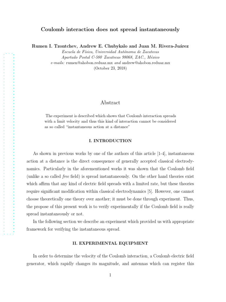 Coulomb Interaction Does Not Spread Instantaneously | PDF | Waves ...
