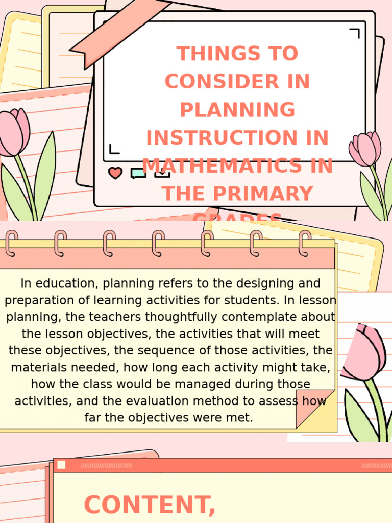 Things To Consider in Planning Instruction | PDF | Teachers | Learning