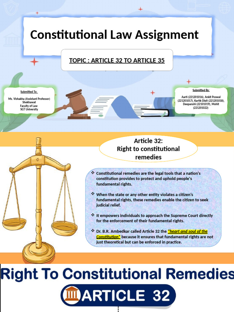 Overview of Articles 32-35 in Indian Law | PDF | Governance | Human Rights