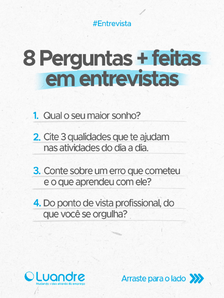 8 Perguntas + Feitas em Entrevistas | PDF