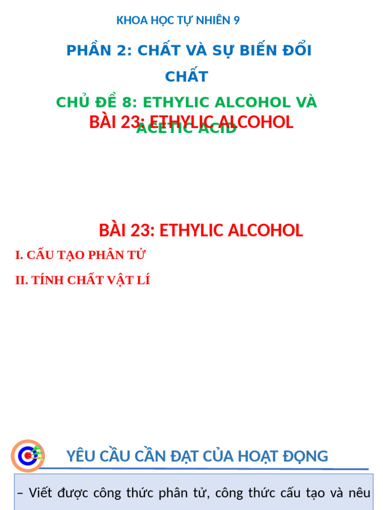 Bài 23 (2 Tiết) Ethylic Alcohol | PDF