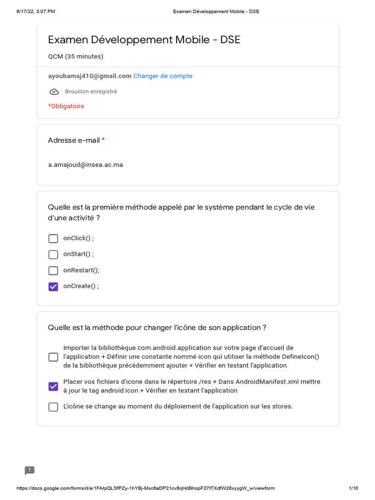 Examen Développement Mobile - DSE | PDF | Android (Système d ...