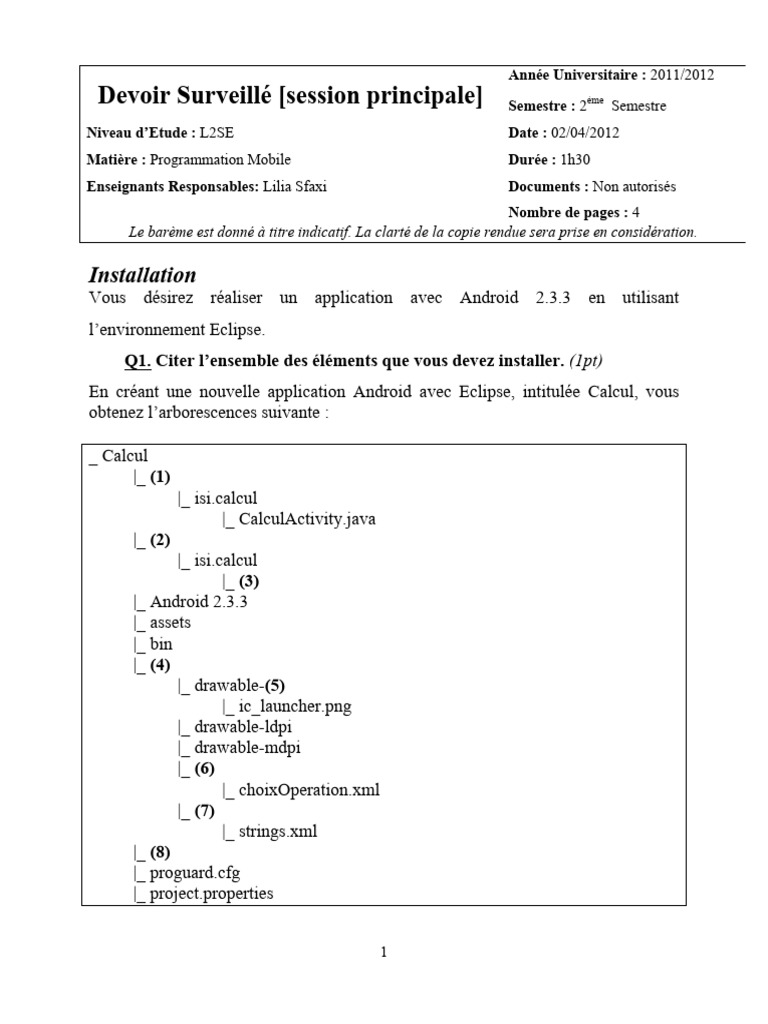Devoir Surveillé Programmation Mobile | PDF | Android (Système d ...