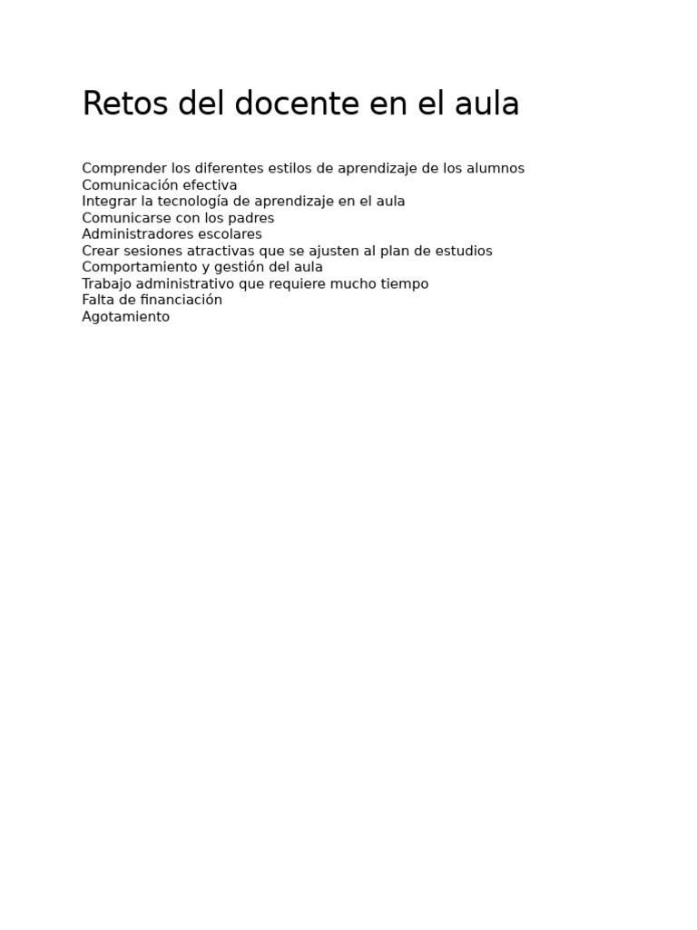 Retos Del Docente en El Aula | PDF