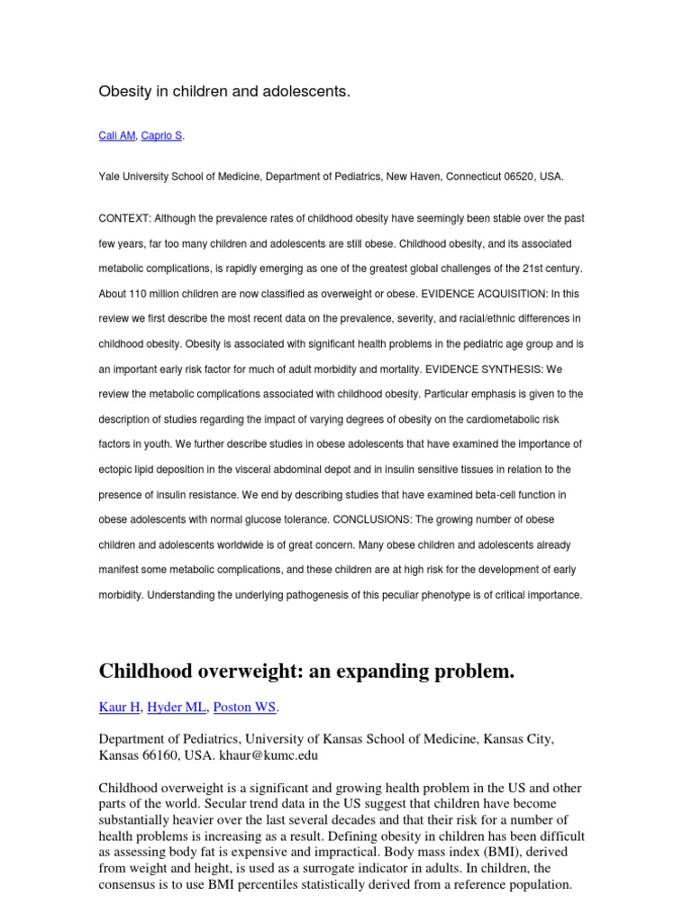 Childhood Obesity: Causes and Solutions | PDF | Childhood Obesity | Obesity