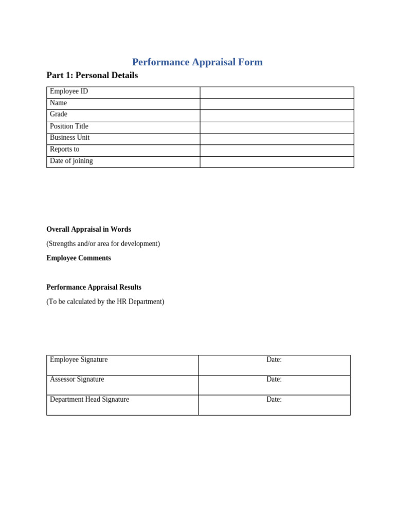Staff Performance Appraisal Template | PDF