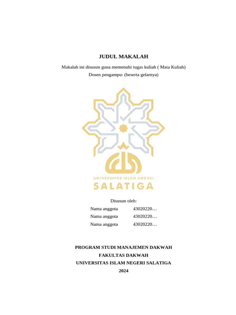 Template Makalah Uin Saga | PDF