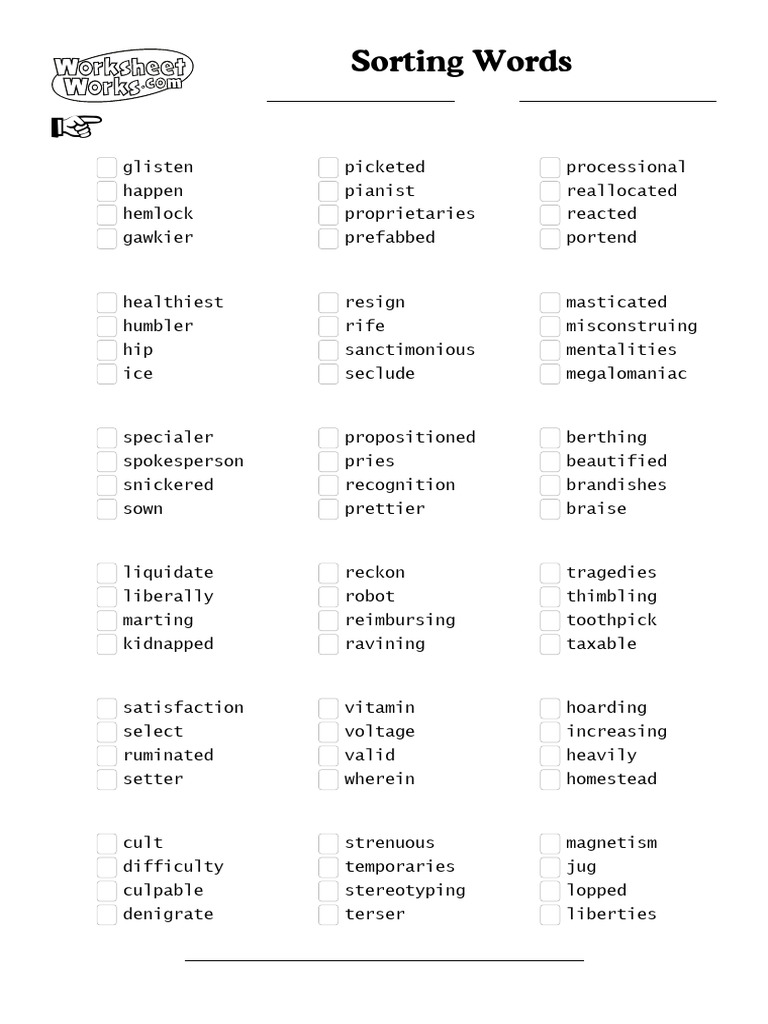 Alphabetical Word Sorting Worksheet | PDF