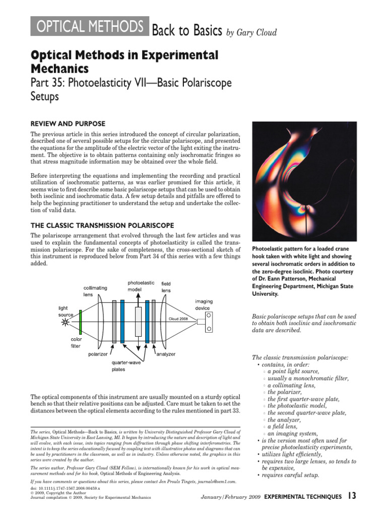 Optical Methods in Experimental Mechanics | PDF | Optics | Light