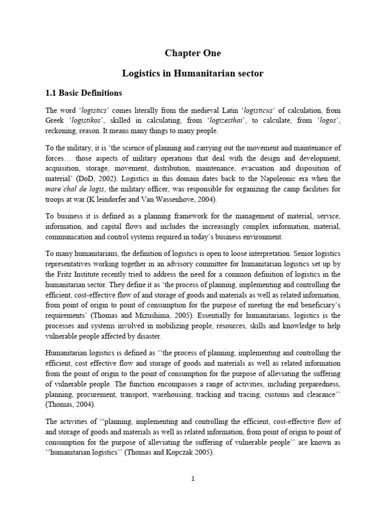 Humanitarian Logistics Overview and Challenges | PDF | Logistics ...