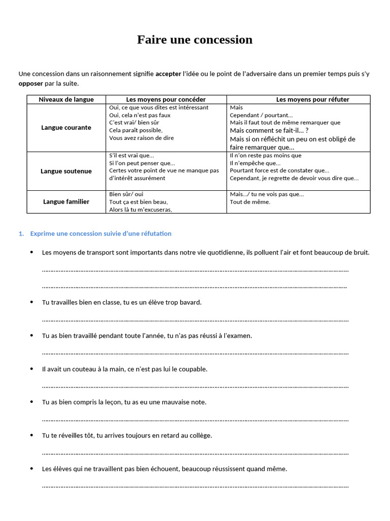 Concession et réfutation en argumentation | PDF