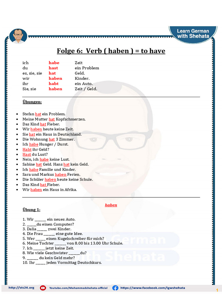 A1 Folge 6 Verb (Haben) To Have | PDF