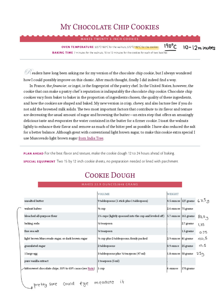 My Chocolate Chip Cookies From Baking Bible | PDF | Chocolate | Baking