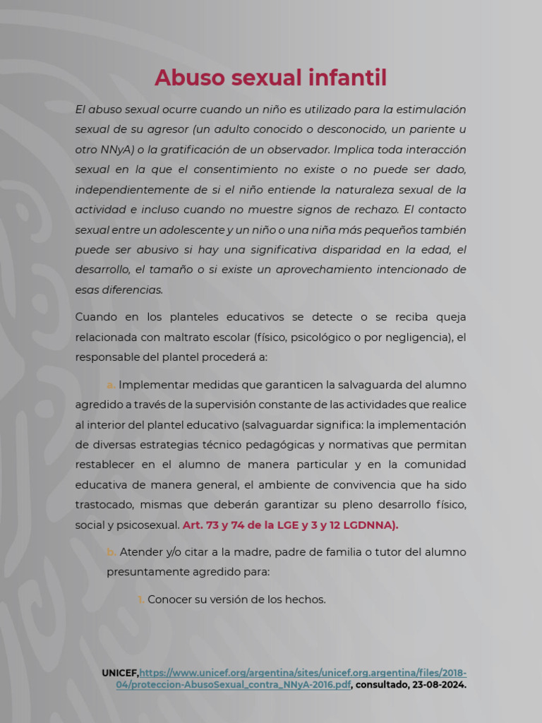 Protocolo de Protección contra Abuso Infantil | PDF | Abuso sexual ...