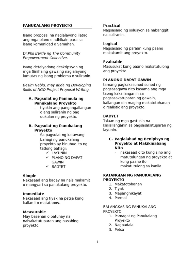 PANUKALANG PROYEKTO | PDF