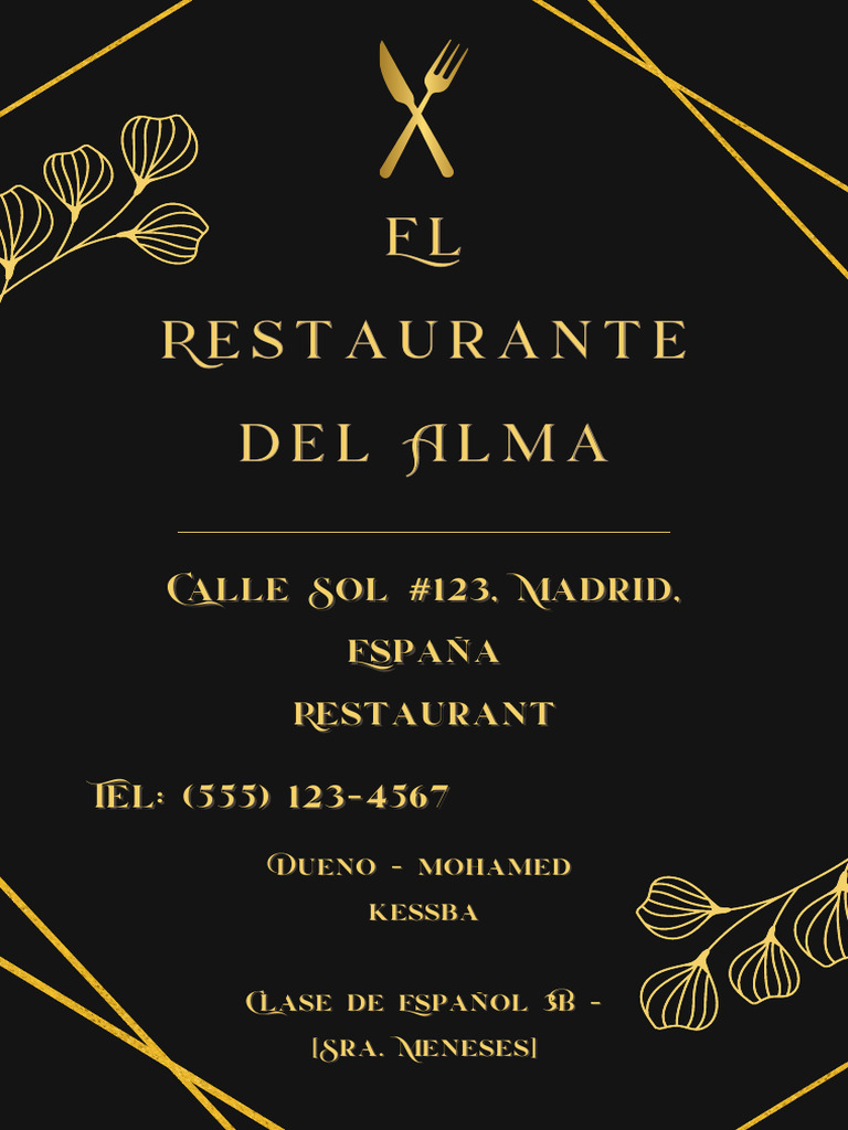 Black and Gold Classy Elegant Restaurant Cover Menu | PDF