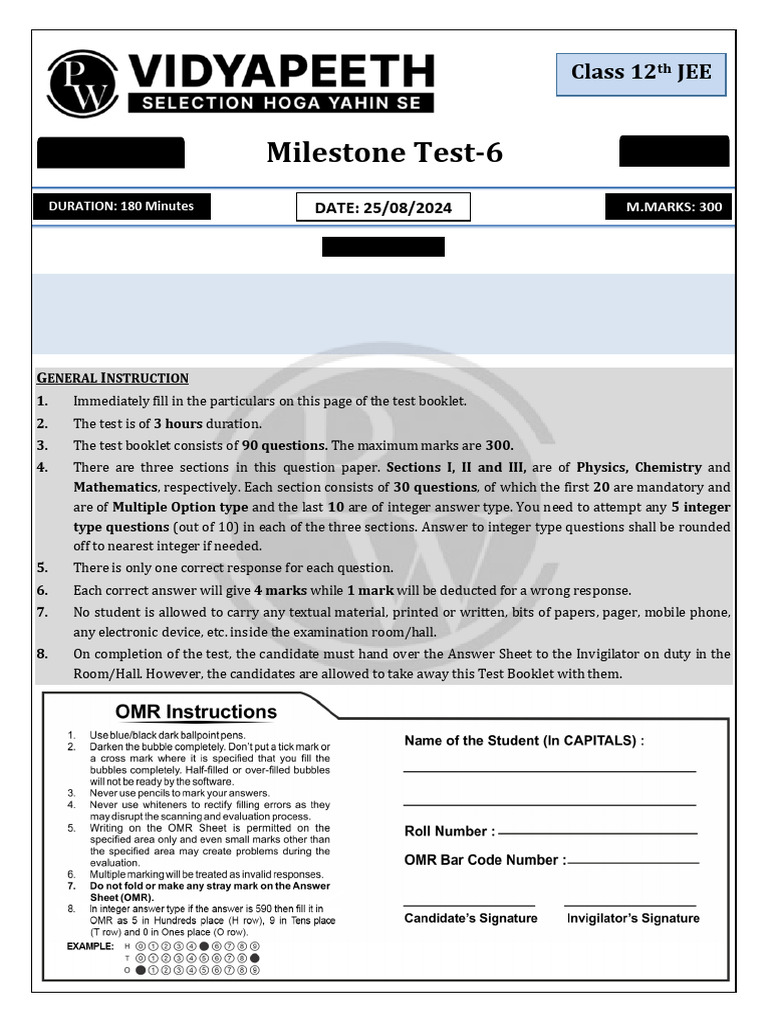 Milestone Test - 06 _ Test Paper | PDF | Inductor | Inductance