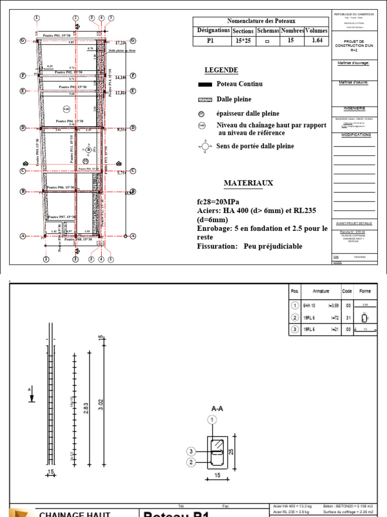 Plan de Chaînage Haut en Béton | PDF | Béton | Ingénierie des structures