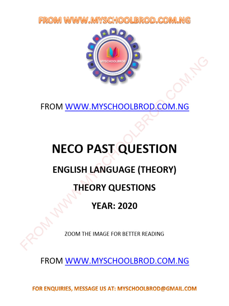 Neco 2020 English Language Theory Pdf