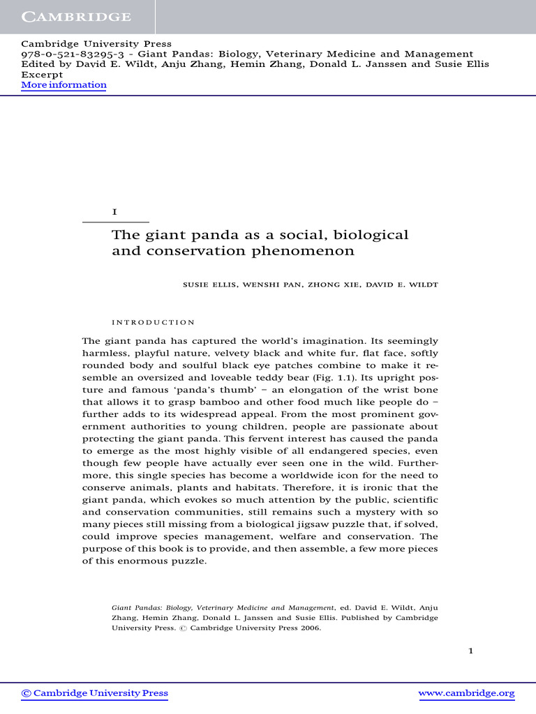 Giant Panda Behavioral Adaptations | PDF | Giant Panda | Bears