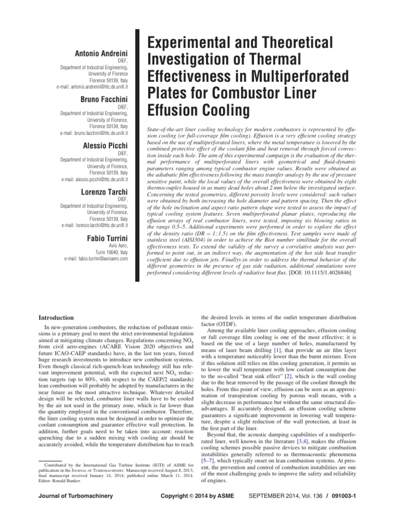 Experimental and Theoretical Investagation on Thermal Effectiveness in ...