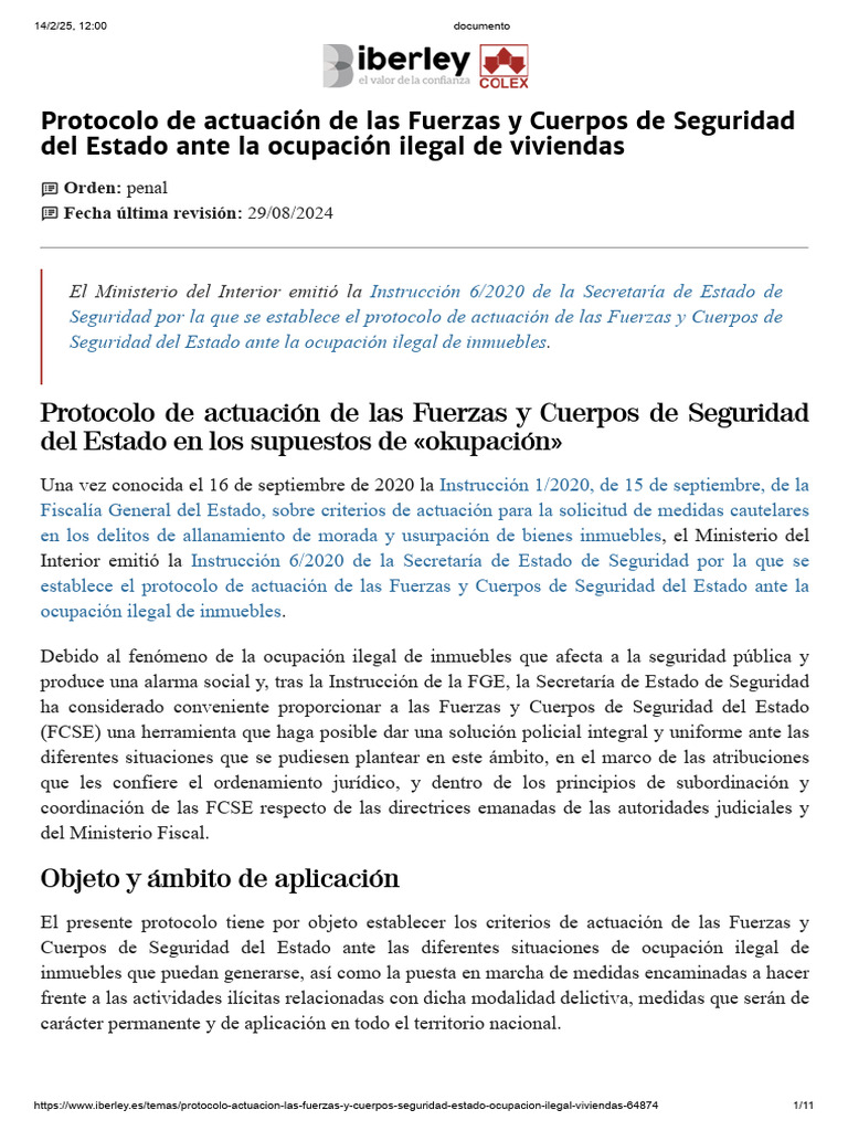Protocolo de Actuación de Las Fuerzas y Cuerpos de Seguridad | PDF ...
