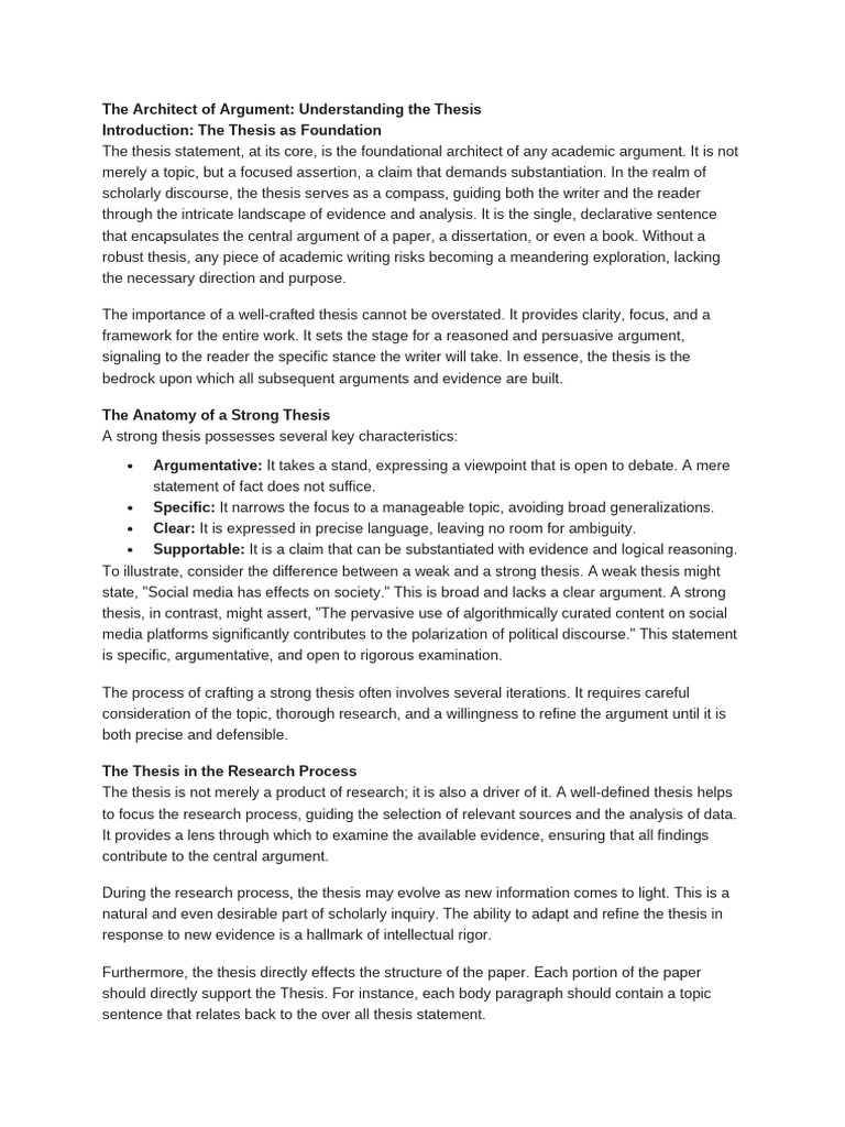 The Architect of Argument | PDF | Critical Thinking | Thesis