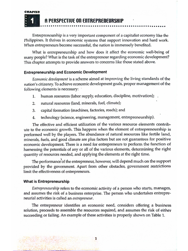 EM NOTES Chapter 1 Perspective On Entrepreneurship | PDF