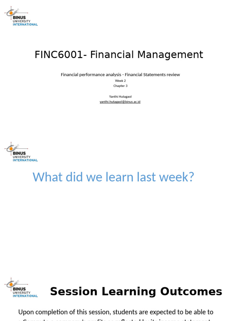 Week 2 - Financial Performance Analysis - Financial Statements Review ...