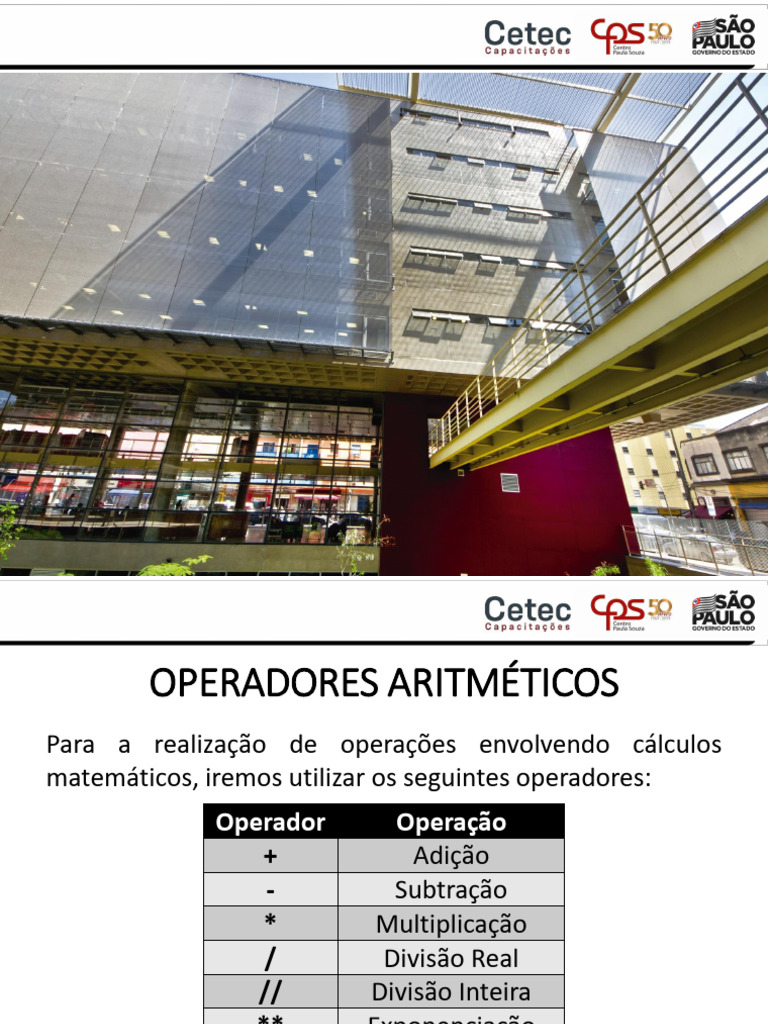 Operadores Aritméticos em Python | PDF | Aritmética | Números