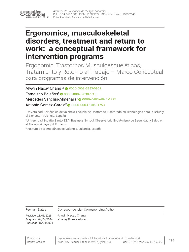 24. Gómez-García...Ergonomics, musculoskeletal disorders, treatment and ...