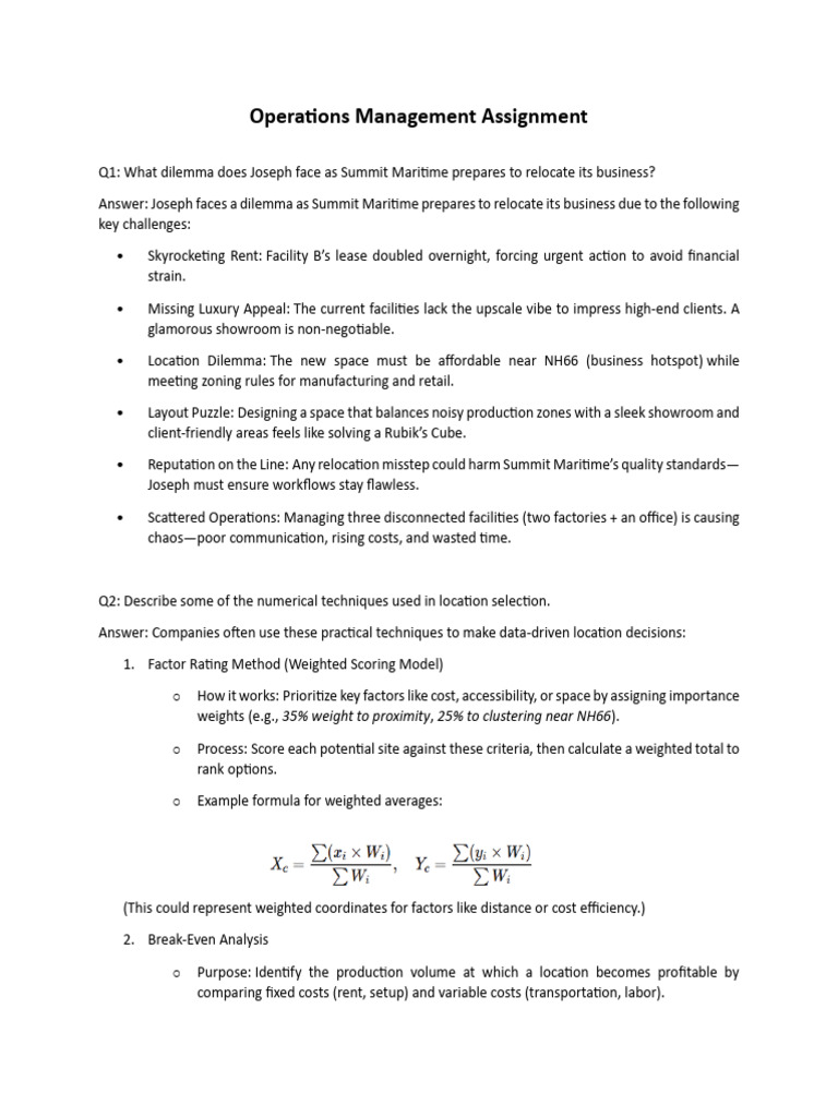 Operations Management Assignment | PDF | Pricing | Business Economics