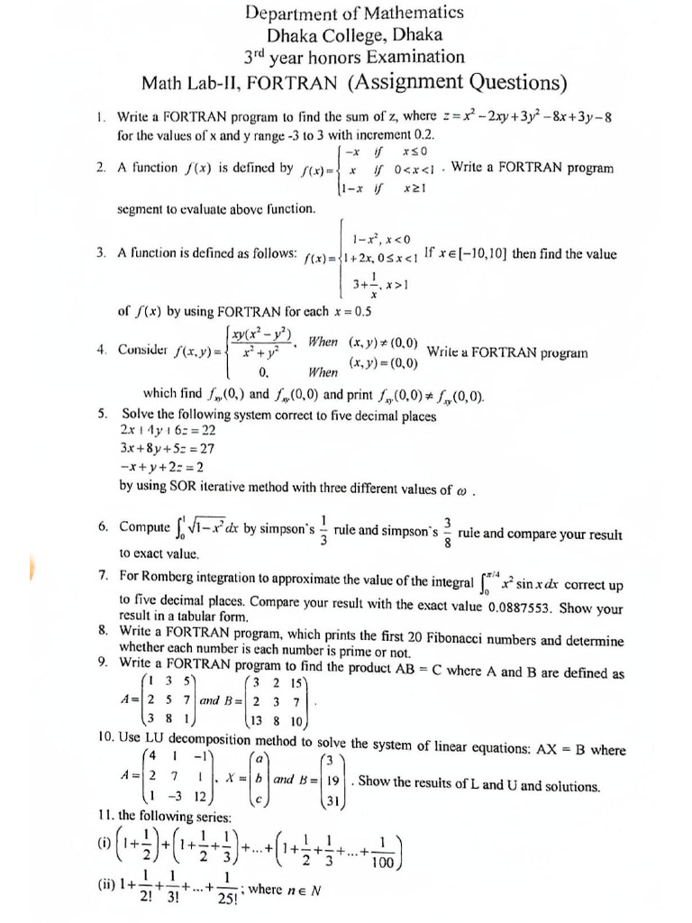 3rd Year Lab Questions Assignment | PDF