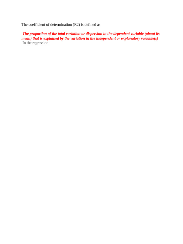 The Coefficient of Determination | PDF