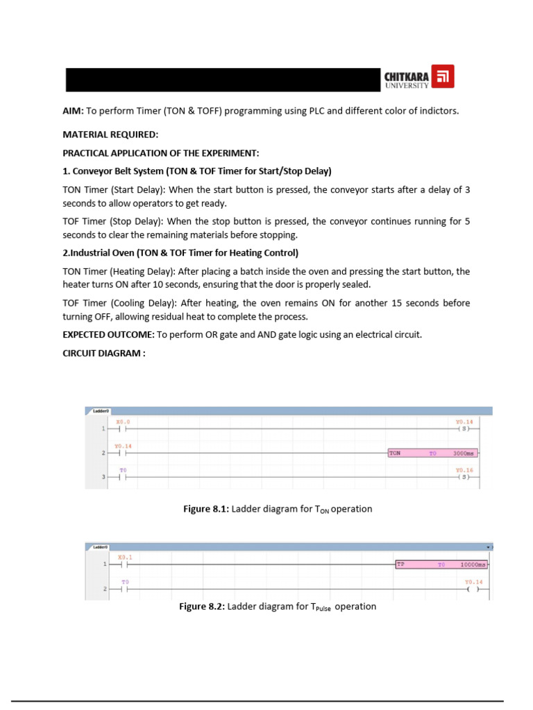 PLC Timer Programming Experiment | PDF
