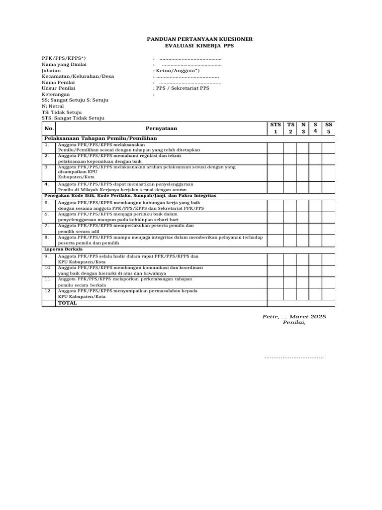 Format Penilaian PPS | PDF
