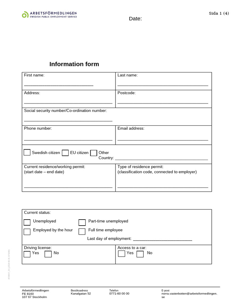 Job Application Information Form | PDF | Employment
