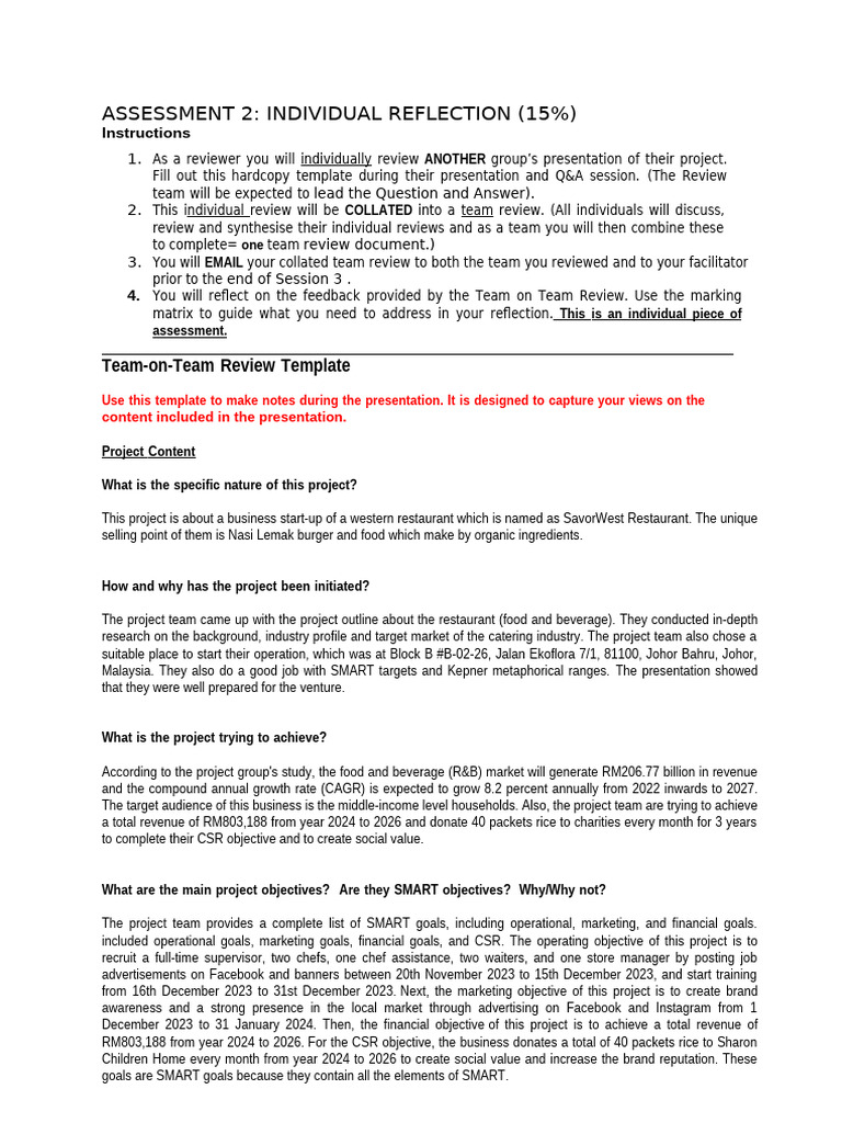 Individual Reflection on Project Review | PDF | Advertising | Human ...