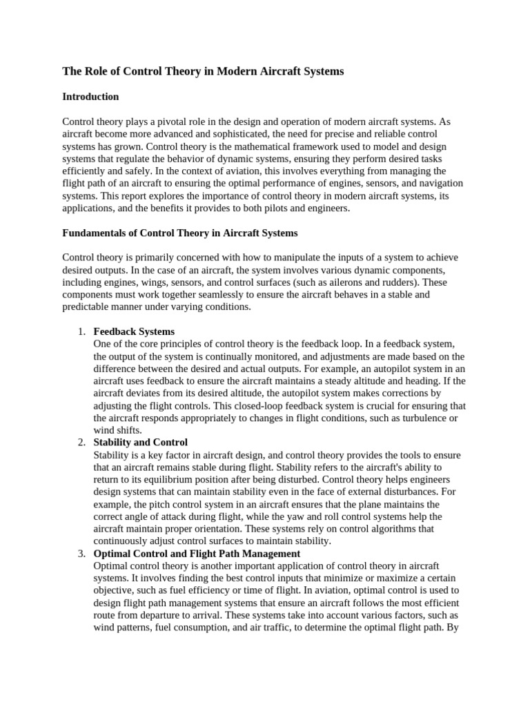 Control Theory in Modern Aviation | PDF | Aircraft | Control Theory
