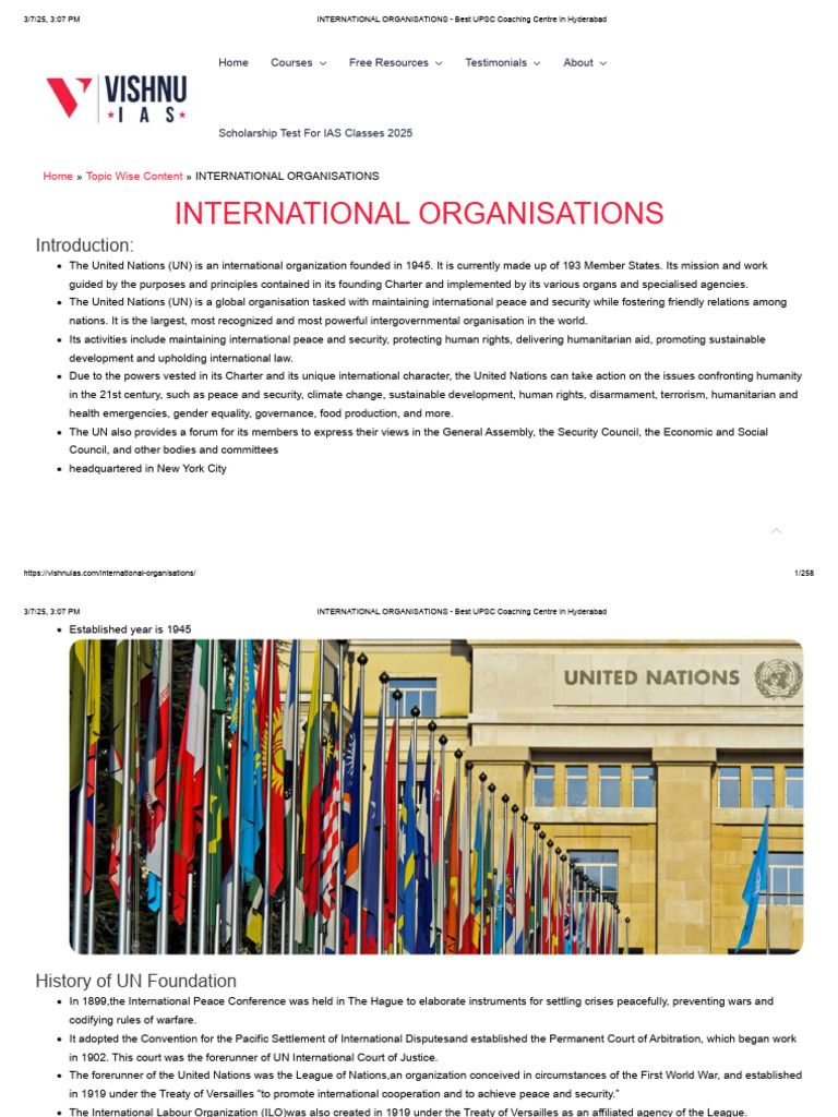 INTERNATIONAL ORGANISATIONS - Complete | PDF | United Nations General ...