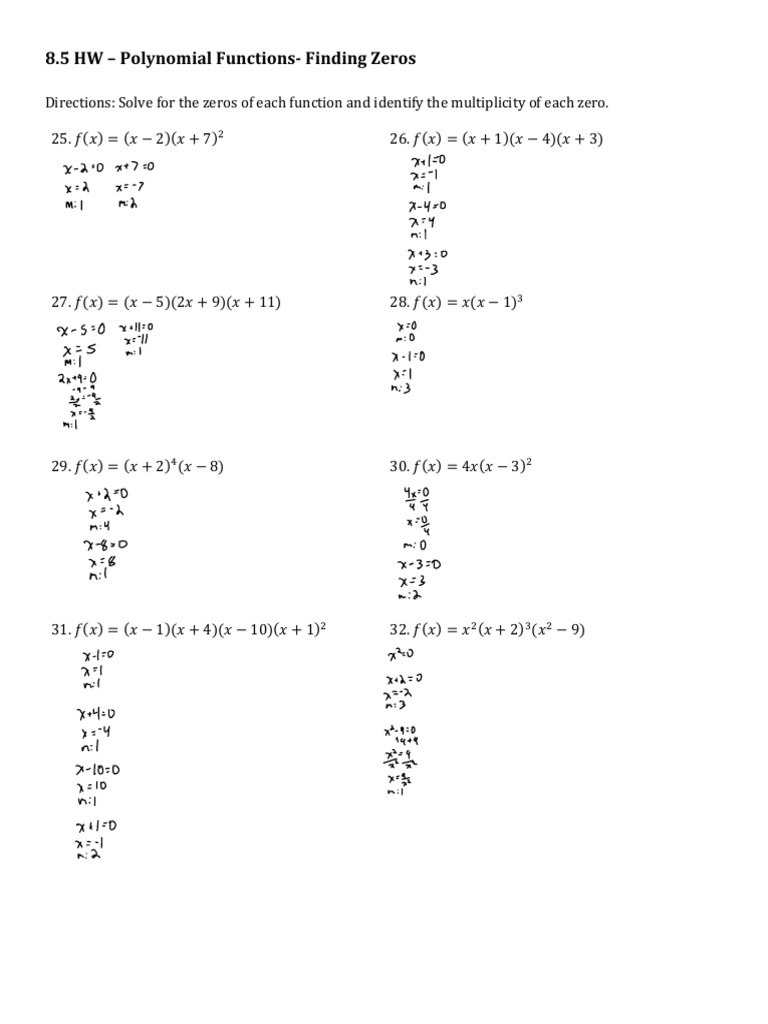 Finding Zeros of Polynomial Functions | PDF | Zero Of A Function ...