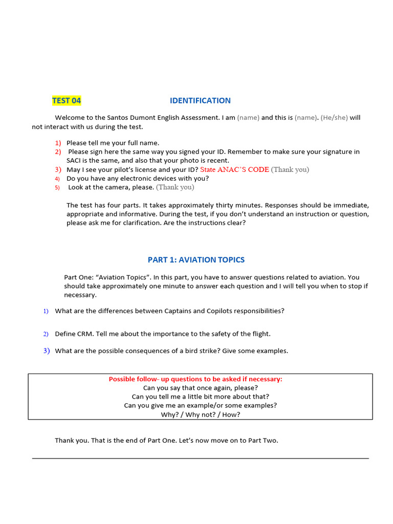Aviation English Assessment Guide | PDF | Air Traffic Control | Airport
