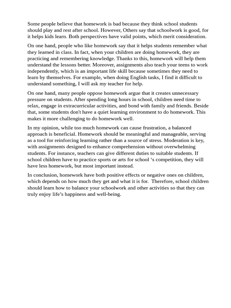 Homework Essay Writing 4 | PDF