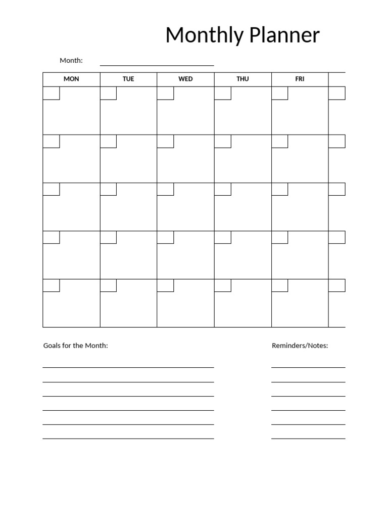 Printable Monthly Planner | PDF